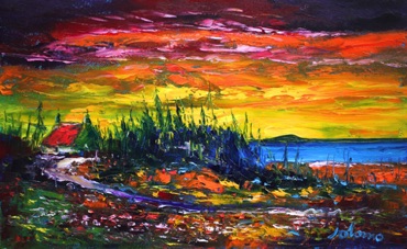 Sunset on the Kilberry Road Argyll 10x18